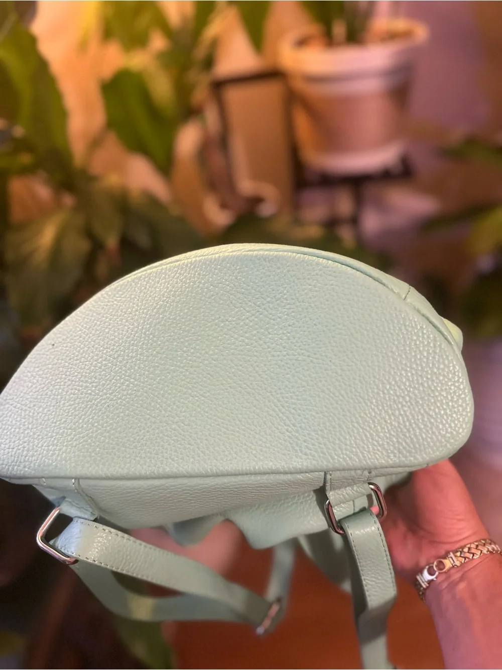 Vera Pelle Green Mint Italian Leather Backpack Bag -